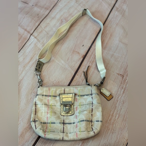 AUTHENTIC COACH BAG 47910 Tattersall Signature Crossbody Swing Pack Multi color - Picture 1 of 9
